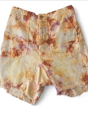 We The Free Tie-Dye High-Waist Shorts in Yellow, Rust & Purple